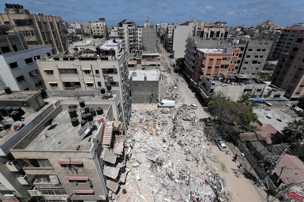 A view shows the site of Israeli air strikes, amid Israeli-Palestinian fighting, in Gaza, May 20, 2021. Reuters/Mohammed Salem
 
