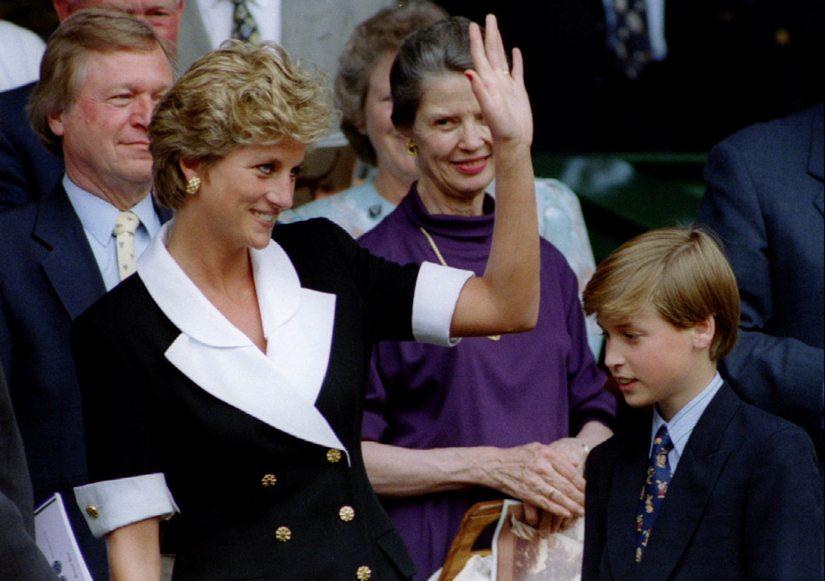 FILE PHOTO: The Princess of Wales, accompanied by her son Prince William, arrives at Wimbledon's Centre Court before the start of the Women's Singles final July 2/File Photo
