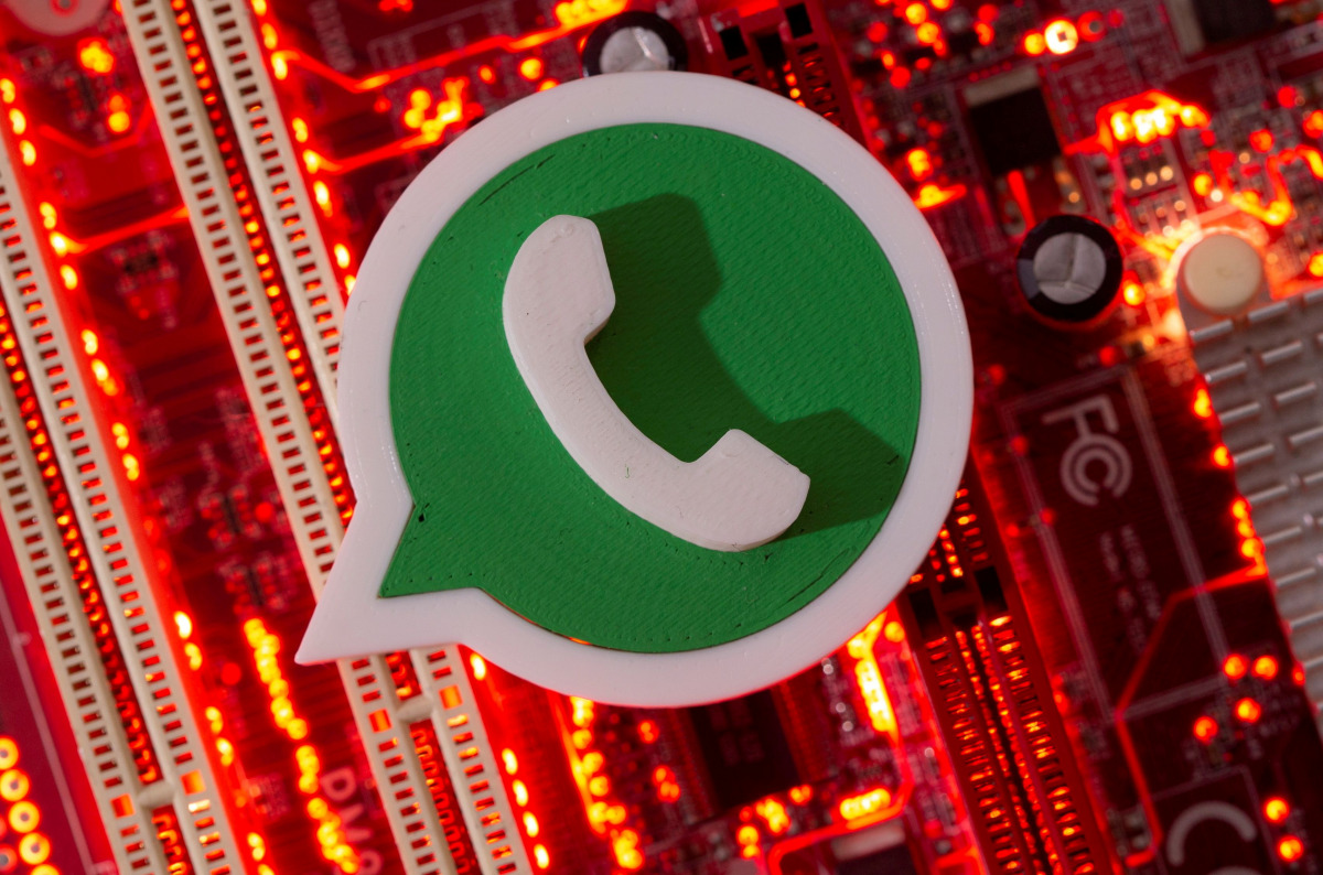 FILE PHOTO: A 3D printed WhatsApp logo is placed on a computer motherboard in this illustration taken January 21, 2021. REUTERS/Dado Ruvic/Illustration/File Photo/File Photo
