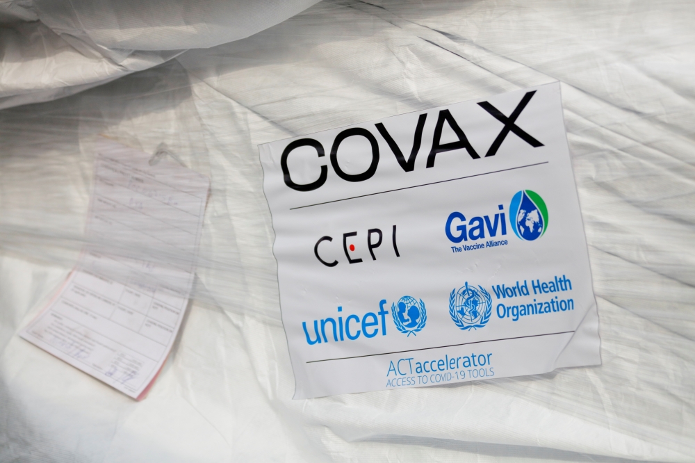 FILE PHOTO: A pack of AstraZeneca/Oxford vaccines is seen as the country receives its first batch of coronavirus disease (COVID-19) vaccines under COVAX scheme, at the international airtport of Accra, Ghana February 24, 2021. REUTERS/Francis Kokoroko/File