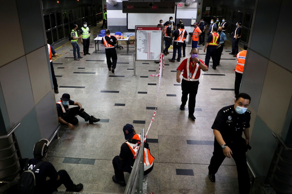 A view of the station of two metro light rail trains that collided in an underground tunnel in Kuala Lumpur, Malaysia May 25, 2021. REUTERS/Lim Huey Teng