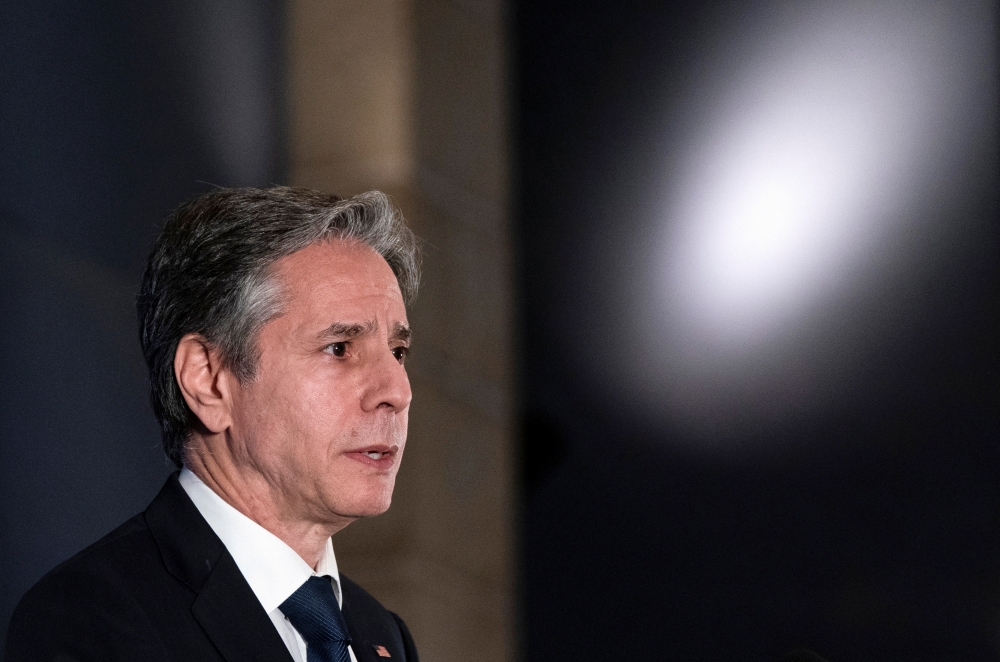 US Secretary of State Antony Blinken speaks with reporters during a news conference at his hotel, in Jerusalem May 25, 2021. Alex Brandon/Pool via Reuters