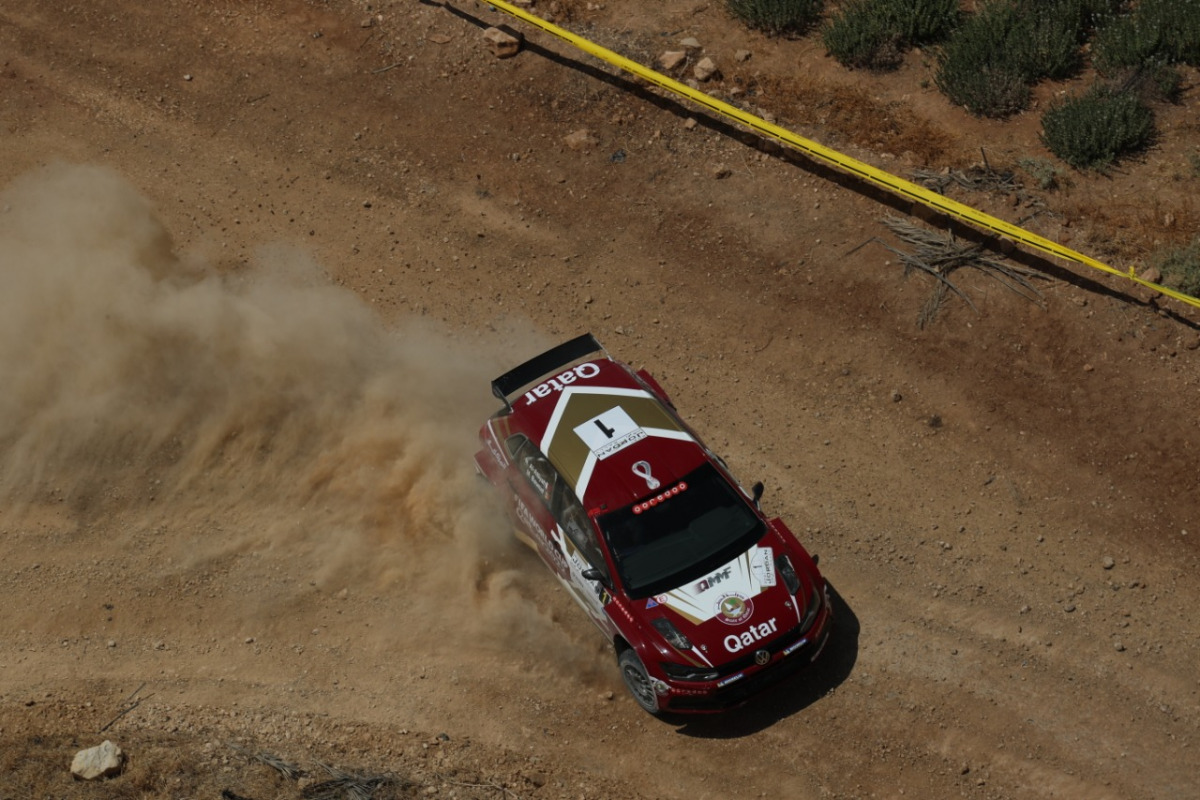 Nasser Saleh Al Attiyah in action, yesterday