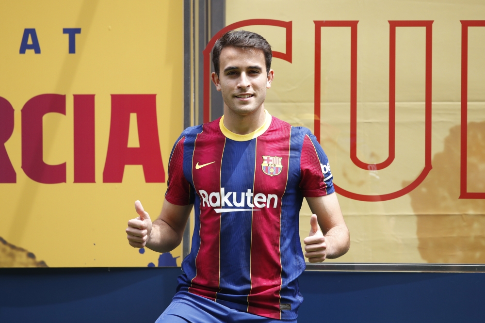 FC Barcelona's new signing Eric Garcia poses during his presentation REUTERS/Albert Gea