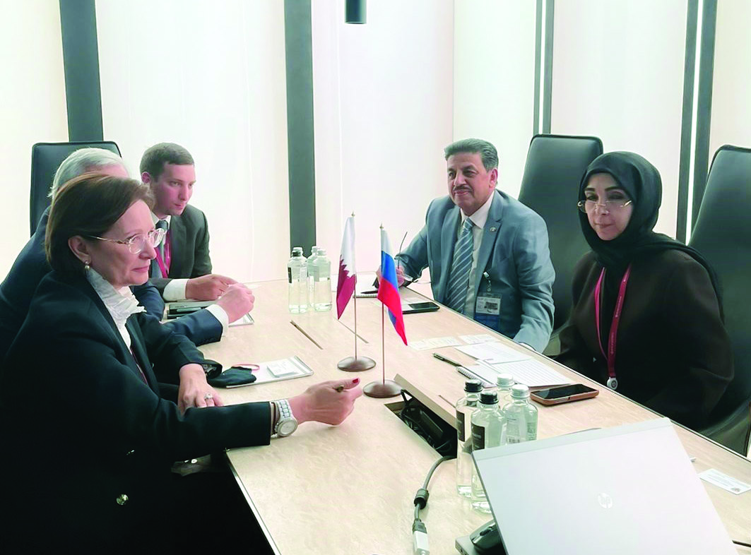 Officials of Qatar Chamber during a meeting at SPIEF 2021.