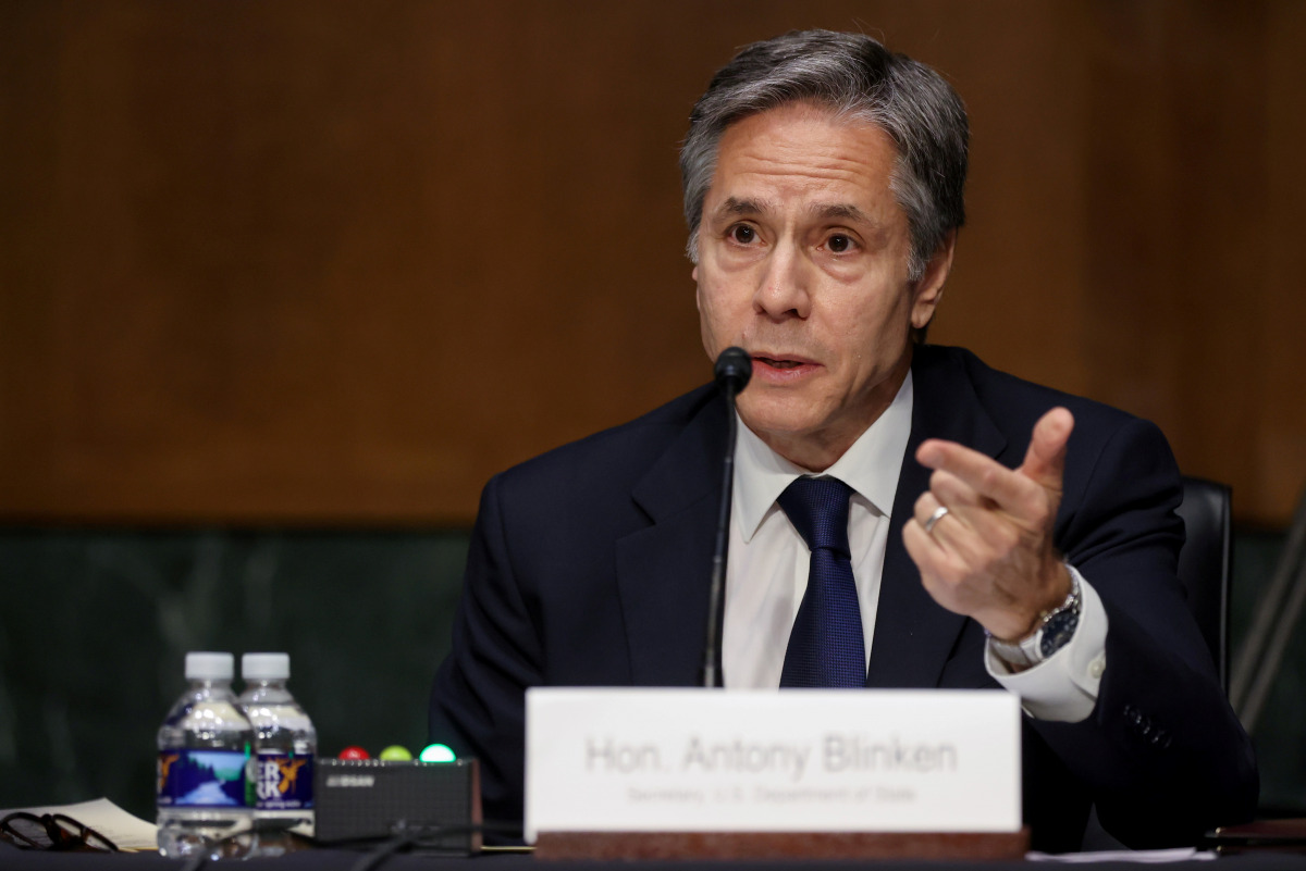 Secretary of State Antony Blinken testifies about the State Department budget before the Senate Appropriations Committee on Capitol Hill in Washington, U.S. June 8, 2021. REUTERS/Jonathan Ernst
