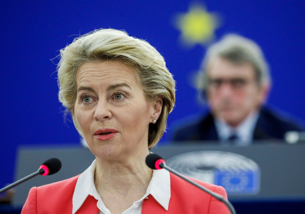 European Commission President Ursula von der Leyen speaks during a plenary session at the European Parliament in Strasbourg, France June 9, 2021. Julien Warnand/Pool via REUTERS