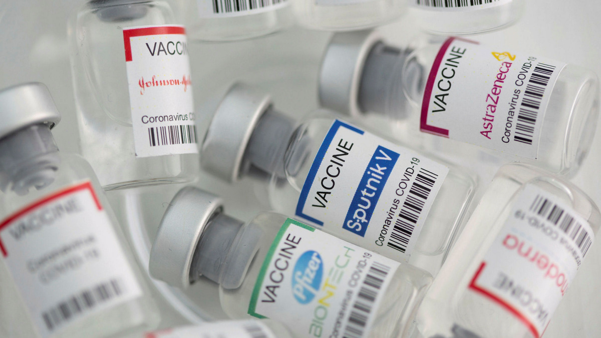 Vials labelled 