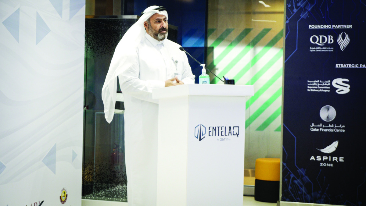 Ibrahim Abdulaziz Al Mannai giving the welcome speech at the EntelaQ cohort 1 selection day.