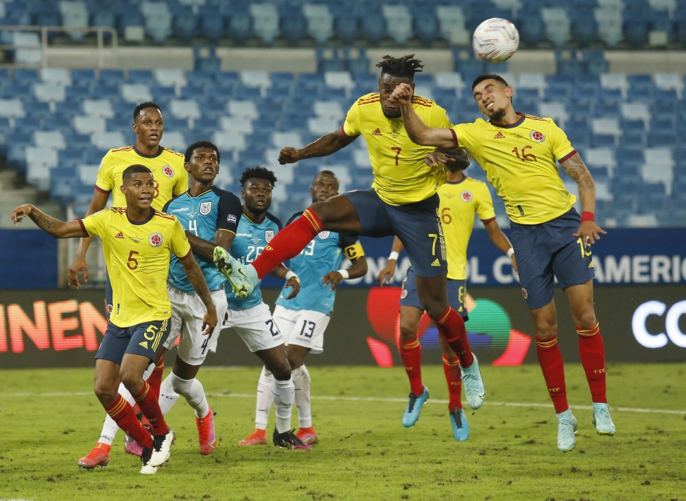 Colombia's Daniel Munoz and Colombia's Duvan Zapata in action Reuters/Carla Carniel
 