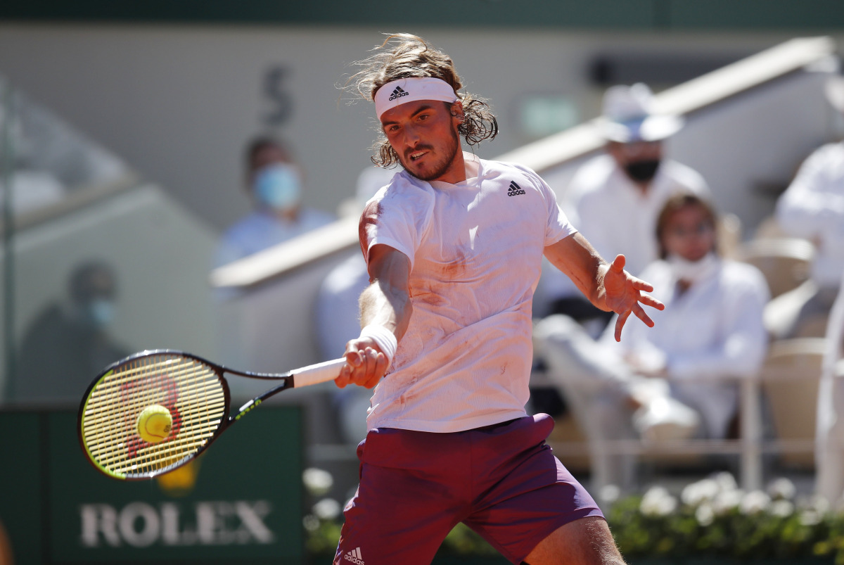 Tennis - French Open - Roland Garros, Paris, France - June 13, 2021 Greece's Stefanos Tsitsipas in action during the final against Serbia's Novak Djokovic REUTERS/Gonzalo Fuentes
