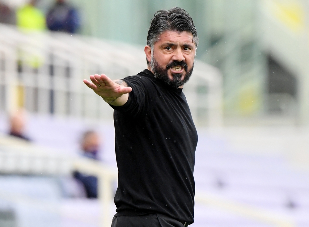 FILE PHOTO: Soccer Football - Serie A - Fiorentina v Napoli - Stadio Artemio Franchi, Florence, Italy - May 16, 2021 Napoli coach Gennaro Gattuso REUTERS/Alberto Lingria/File Photo