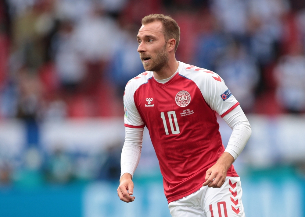 File photo: June 12, 2021 Denmark's Christian Eriksen during the match Pool via Reuters/Hannah Mckay/File Photo
