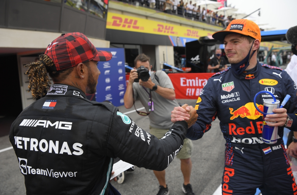 Red Bull's Max Verstappen and Mercedes' Lewis Hamilton (REUTERS/Nicolas Tucat)