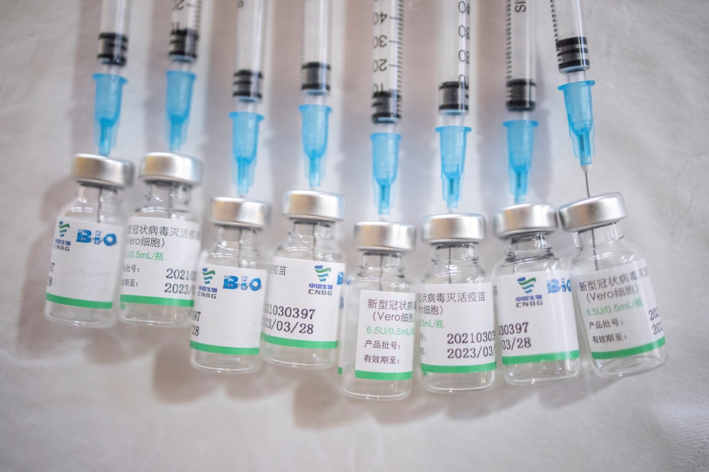 Doses of the Chinese Sinopharm vaccine against the coronavirus disease (COVID-19) are seen at the Biblioteka kod Milutina restaurant in Kragujevac, Serbia, May 4, 2021. REUTERS/Marko Djurica/File Photo