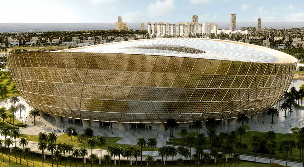 A computer generated picture of Lusail Stadium.  