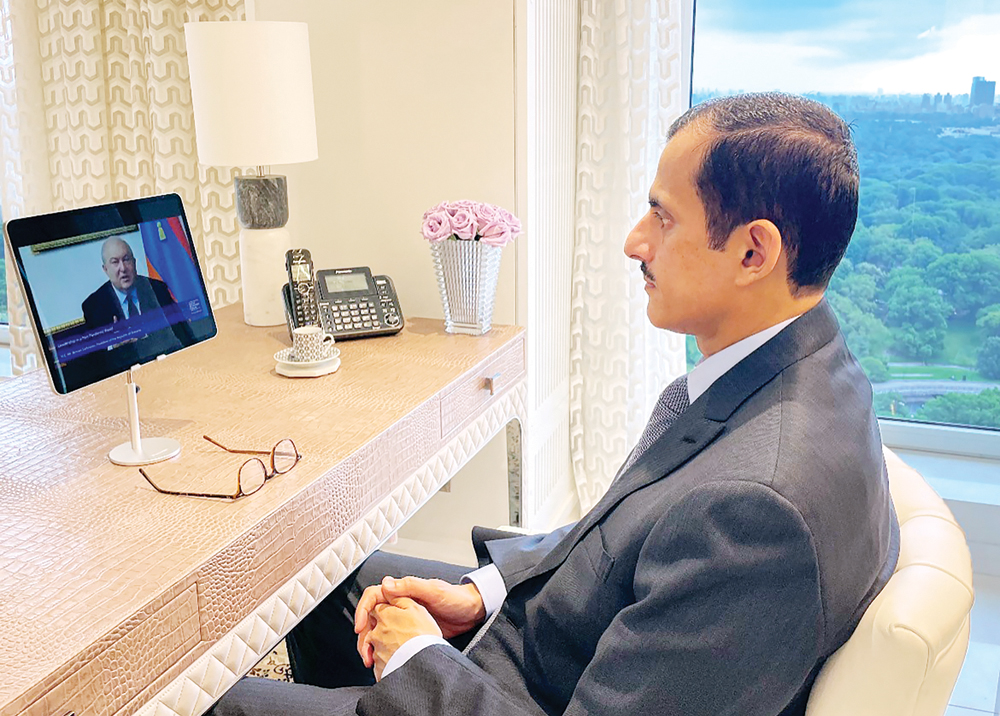Sheikh Dr. Khalid bin Thani bin Abdullah Al Thani, QIIB Chairman and Managing Director, participating in the Qatar Economic Forum (QEF) from New York.