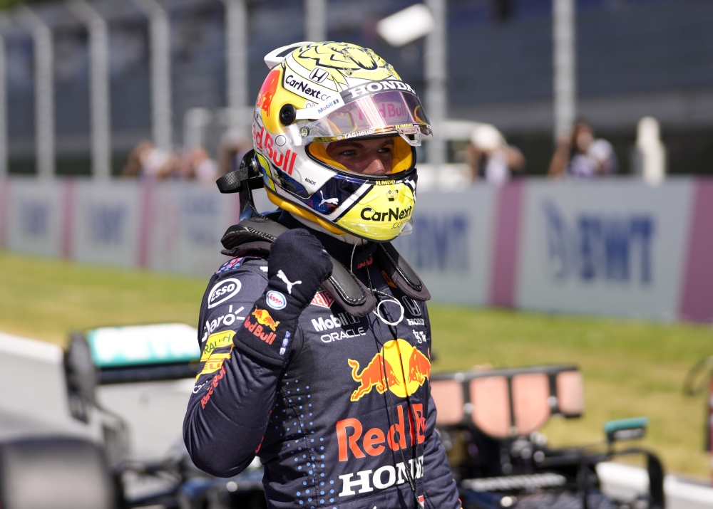 Red Bull's Max Verstappen celebrates qualifying in pole position (REUTERS/Darko Vojinovic)
