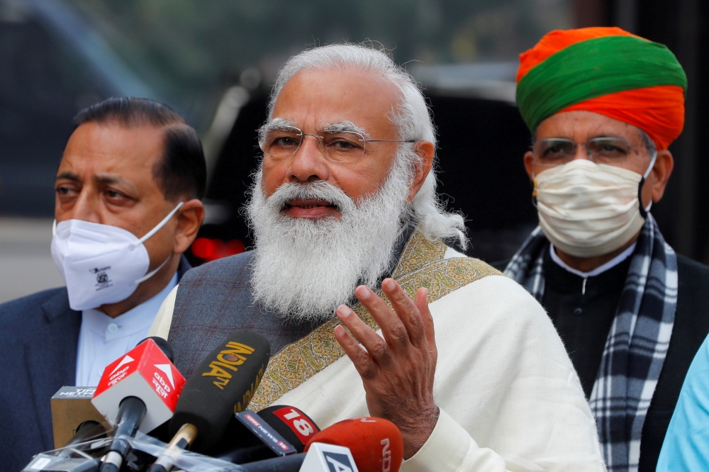 FILE PHOTO: India's Prime Minister Narendra Modi in New Delhi, India, January 29, 2021. REUTERS/Adnan Abidi