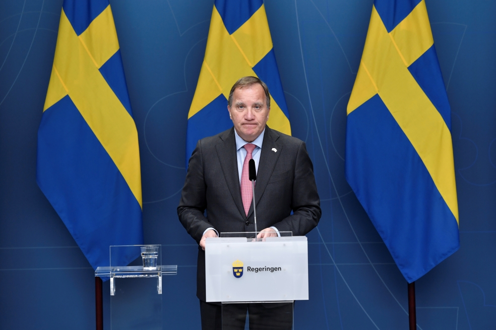 Sweden's Prime Minister Stefan Lofven holds a news conference at Rosenbad in Stockholm, Sweden June 28, 2021. TT News Agency/Stina Stjernkvist 
