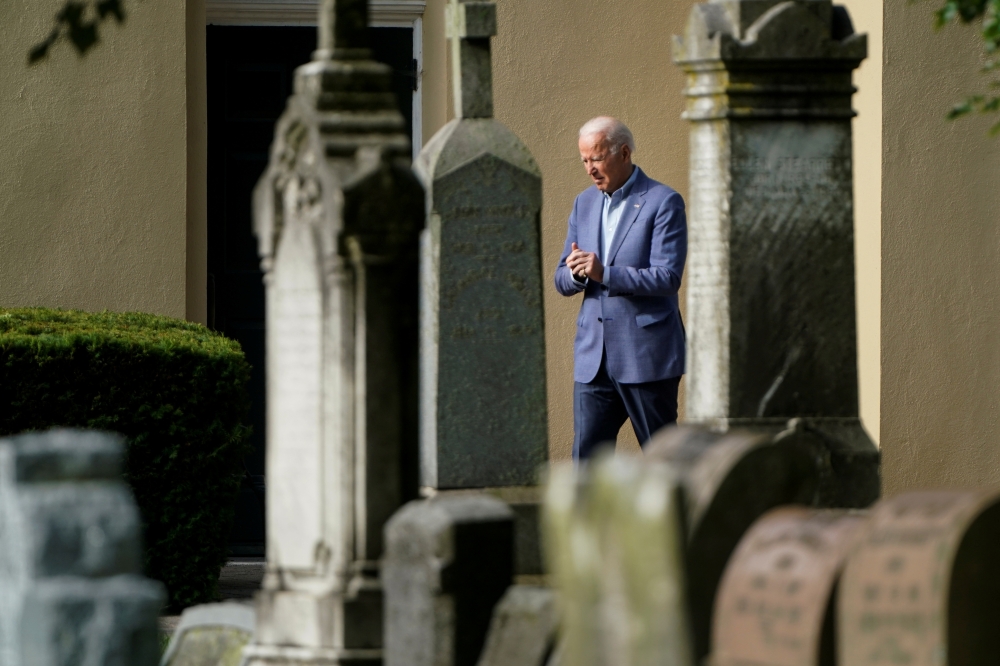 U.S. President Joe Biden departs after attending Mass at St. Joseph on the Brandywine Catholic Church in Wilmington, Delaware, U.S.,July 4, 2021. REUTERS/Joshua Roberts