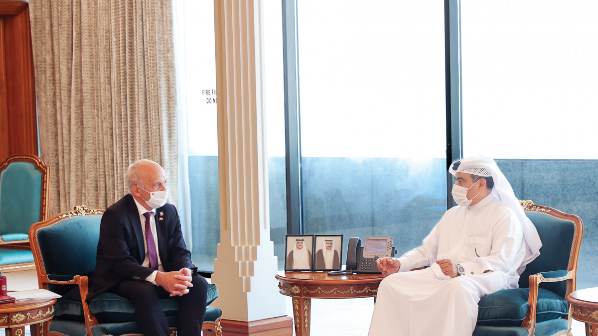 Minister of Commerce and Industry and Acting Minister of Finance, H E Ali bin Ahmed Al Kuwari, during a meeting with Head of the Federal Department of Finance of Switzerland, H E Ueli Maurer, yesterday.