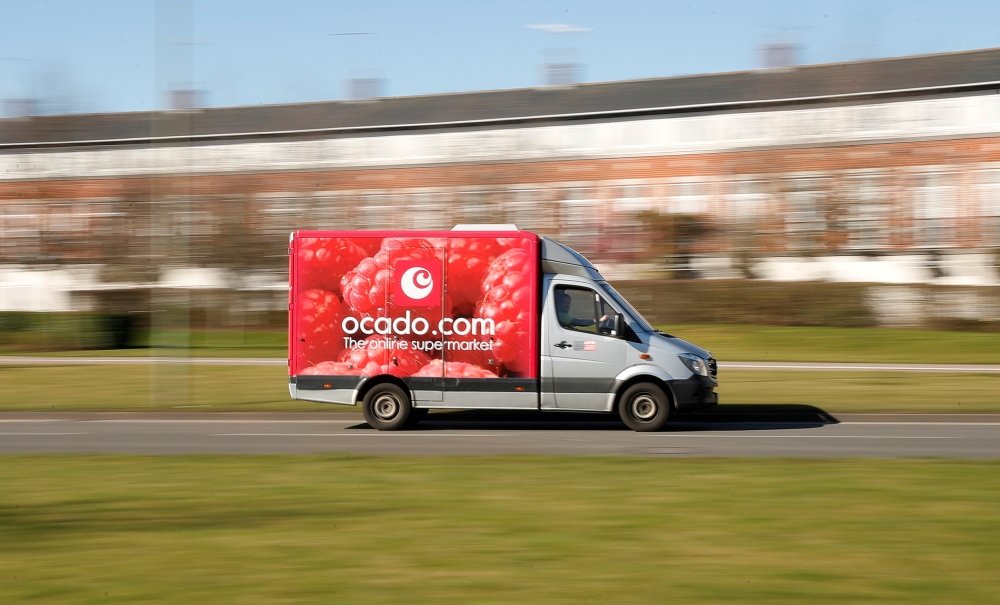 An Ocado delivery van is seen driving in Hatfield, Britain February 26, 2021. Picture taken February 26, 2021. REUTERS/Matthew Childs/File Photo