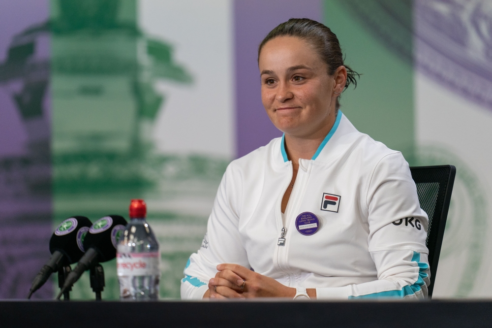 July 10, 2021 Australia's Ashleigh Barty during a press conference after winning the women's singles final against Czech Republic's Karolina Pliskova Pool via REUTERS/Joe Toth