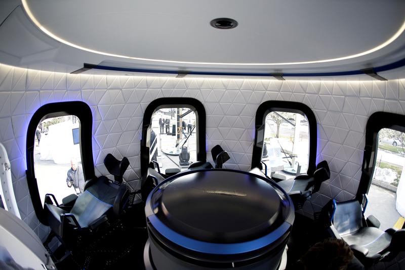 FILE PHOTO: An interior view of the Blue Origin Crew Capsule mockup at the 33rd Space Symposium in Colorado Springs, Colorado, United States April 5, 2017. REUTERS/Isaiah J. Downing/File Photo
