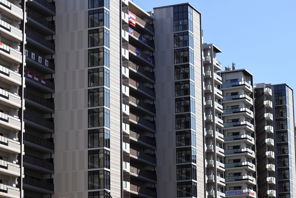 Apartments hosting Olympics participants are pictured, at the Athletes Village, where a person has tested positive for COVID-19, ahead of Tokyo 2020 Olympic Games in Tokyo, Japan July 17, 2021. REUTERS/Kim Kyung-Hoon