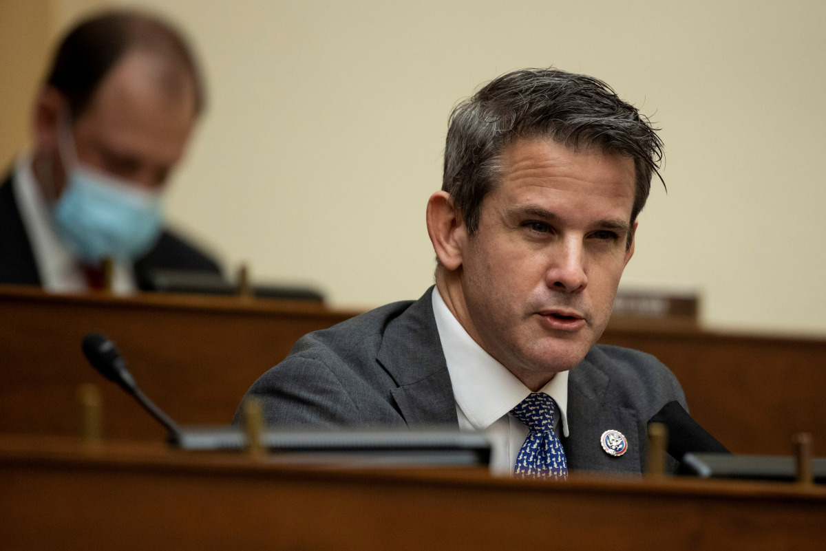 FILE PHOTO: Representative Adam Kinzinger (R-IL) speaks during a House Foreign Affairs Committee hearing in Washington, D.C., U.S., March 10, 2021. Ting Shen/Pool via REUTERS/File Photo
