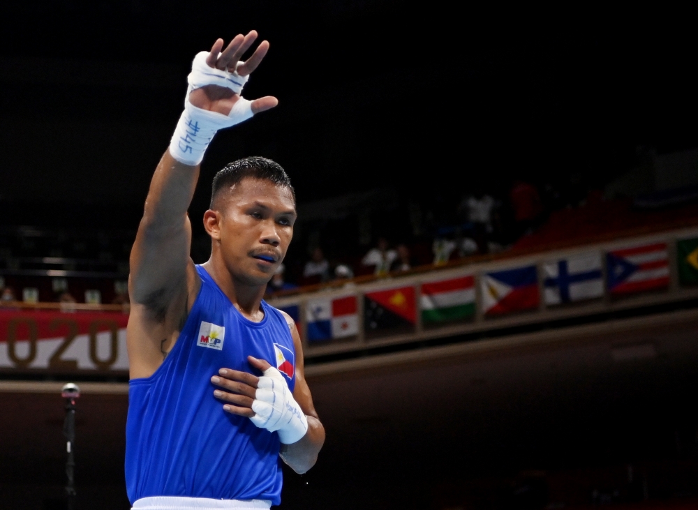 Eumir Marcial of the Philippines wins the fight. Pool via Reuters/Luis Robayo