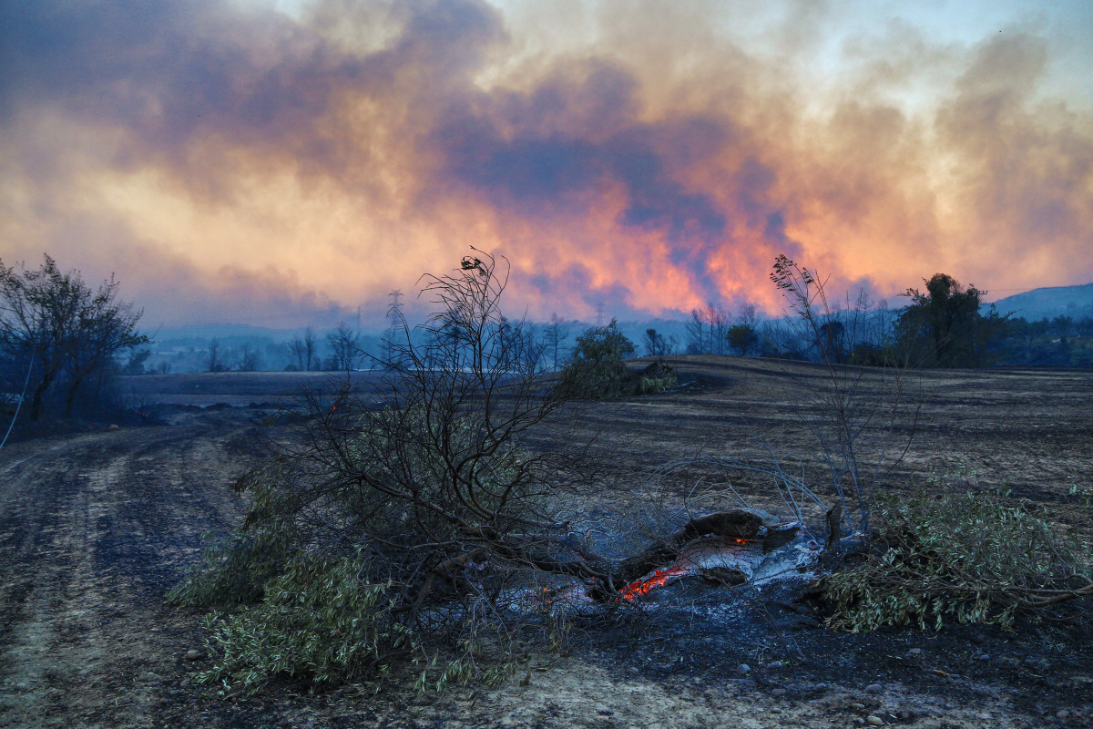 Plumes of black smoke rise from the forest around Manavgat, 75 km (45 miles) east of the resort city of Antalya, Turkey, July 28, 2021. REUTERS/Kaan Soyturk TPX IMAGES OF THE DAY
