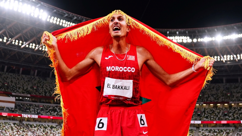 Soufiane Elbakkali of Morocco celebrates winning the gold medal REUTERS/Aleksandra Szmigiel