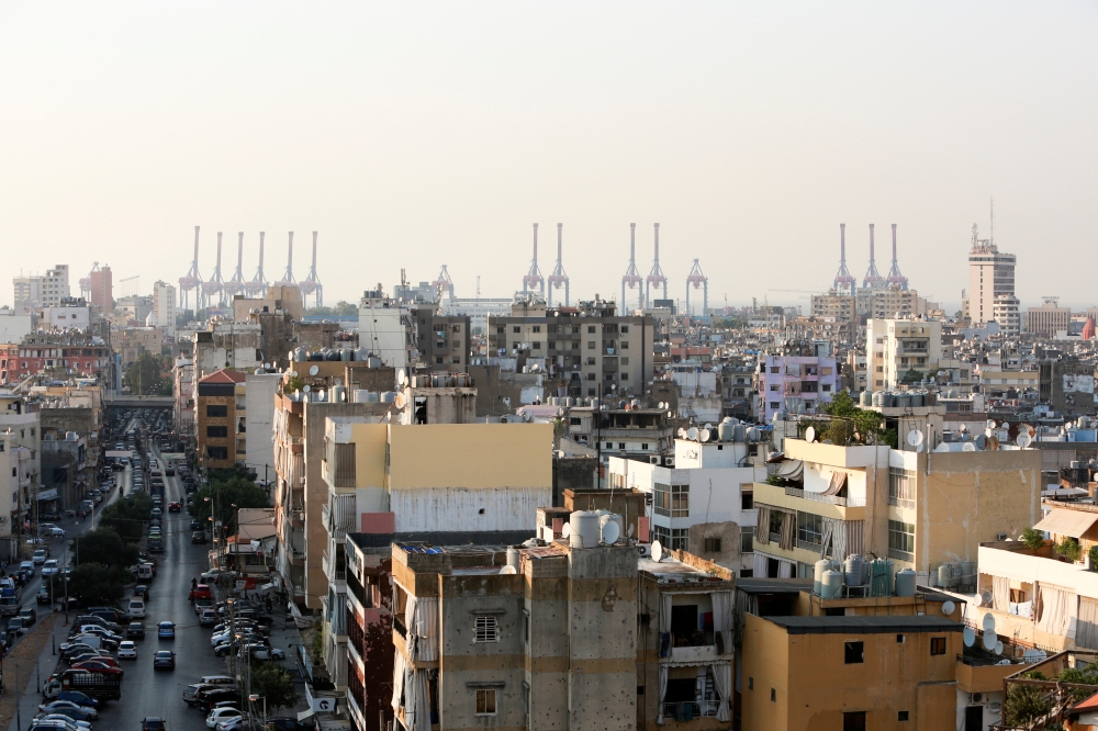 A view shows Beirut port cranes as seen from Sin el-Fil, Lebanon July 30, 2021. Reuters/Aziz Taher