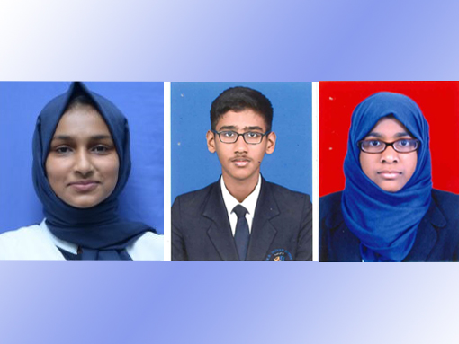 From left: Sehla Theruvath Kallungal Kabeer, Edwin Siby and Huda Afreen