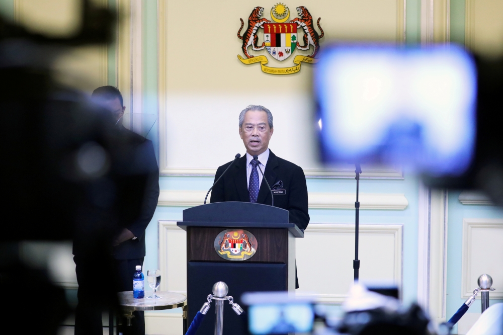 File photo: Malaysia's Prime Minister Muhyiddin Yassin speaking during his cabinet announcement in Putrajaya, Malaysia March 9, 2020. Reuters/Lim Huey Teng/File Photo