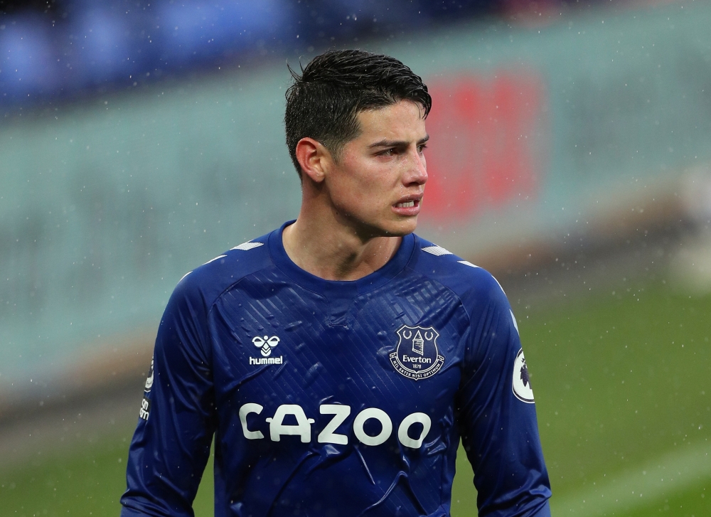 May 16, 2021 Everton's James Rodriguez reacts Pool via REUTERS/Peter Byrne