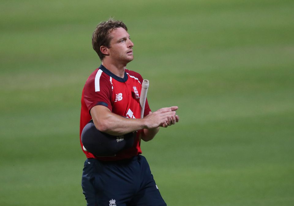 Cricket - Third International Twenty20 - South Africa v England - Newlands Cricket Ground, Cape Town, South Africa - December 1, 2020 England's Jos Buttler celebrates after winning the series REUTERS/Sumaya Hisham/File Photo

