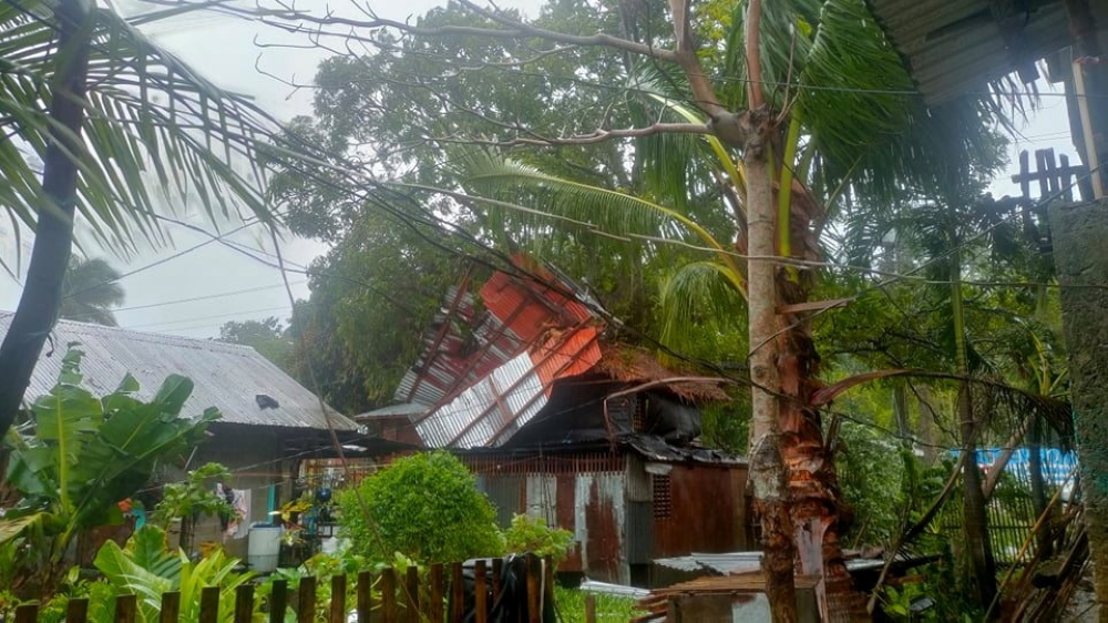 A destroyed building is pictured in the aftermath of tropical storm Consons in Dimasalang, Mastabe, Philippines September 7, 2021 in this picture obtained from social media. Rupert Bulalaque Capellan/via REUTERS
