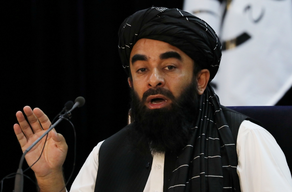 Taliban spokesman Zabihullah Mujahid speaks during a news conference in Kabul, Afghanistan September 6, 2021. REUTERS/Stringer