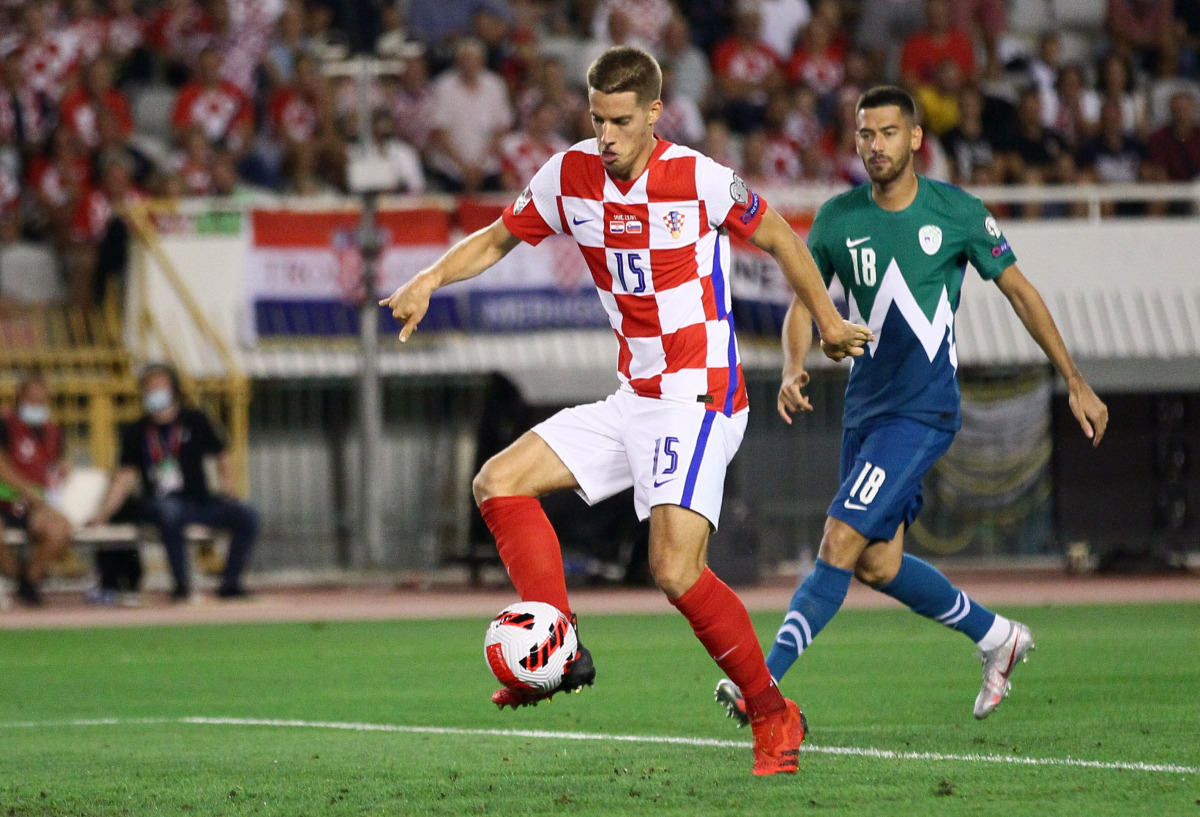 Soccer Football - World Cup - UEFA Qualifiers - Group H - Croatia v Slovenia - Stadion Poljud, Split, Croatia - September 7, 2021 Croatia's Mario Pasalic scores their second goal REUTERS/Antonio Bronic
