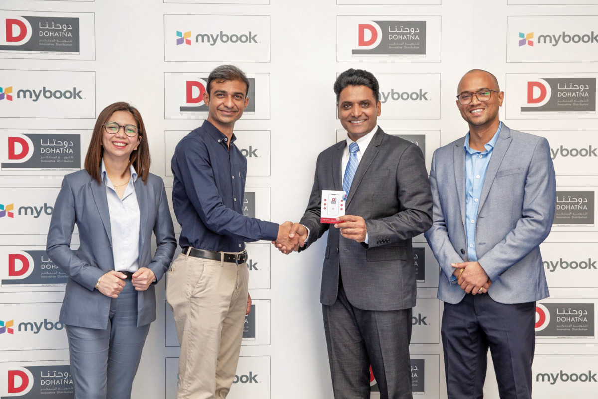 FROM LEFT: Jessamine De Leon, Head of Key Accounts at My Book Qatar; Abdulla Soomro, CEO at My Book Qatar; Mohammad Imran, General Manager of Dohatna Innovative Distribution; and Deepak Jayaram, Brand Manager at Dohatna, in Doha, recently.  

