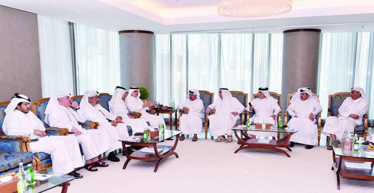 Qatari Businessmen Association (QBA) officials and members during the meeting with H E Prince Mansour bin Khalid bin Abdullah Al Farhan Al Saud, Ambassador of the Kingdom of Saudi Arabia to the State of Qatar.