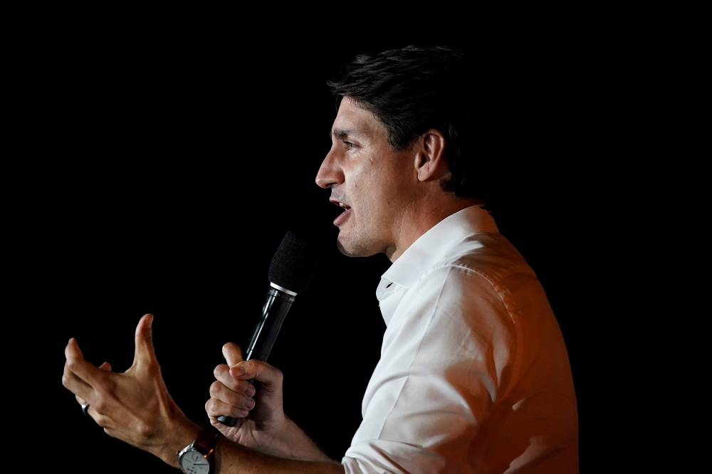 Canada's Liberal Prime Minister Justin Trudeau speaks at an election campaign stop on the last campaign day before the election, in Burnaby, British Columbia, Canada September 19, 2021. Reuters/Carlos Osorio