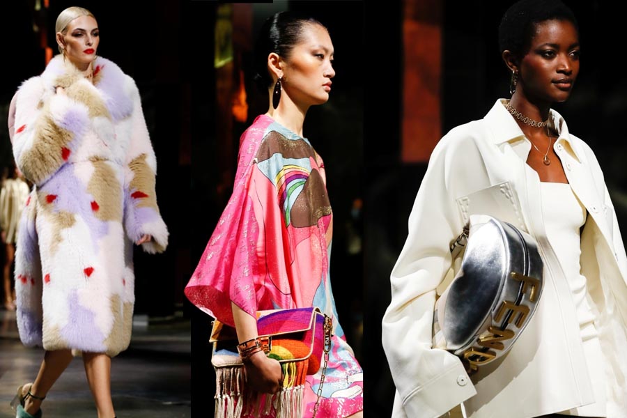 Models present creations from the Fendi Spring/Summer 2022 collection during Milan Fashion Week in Milan, Italy, September 22, 2021. REUTERS/Alessandro Garofalo
