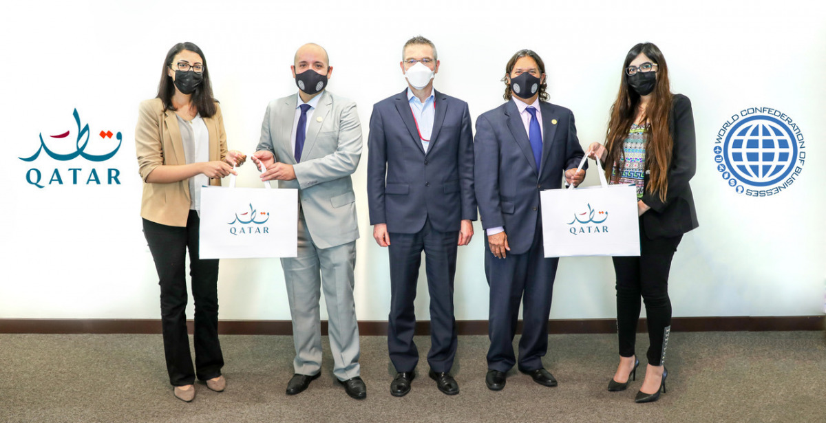 Officials from Qatar Tourism and the World Confederation of Businesses (WORLDCOB) during a meeting recently. 