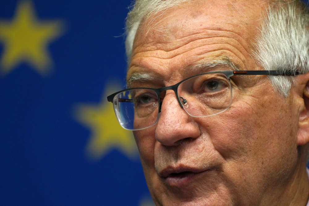 FILE PHOTO: Josep Borrell holds a press conference after a meeting of E.U. Foreign Ministers on the sidelines of the 76th Session of the U.N. General Assembly, in New York, U.S., September 20, 2021. REUTERS/David 'Dee' Delgado/File Photo