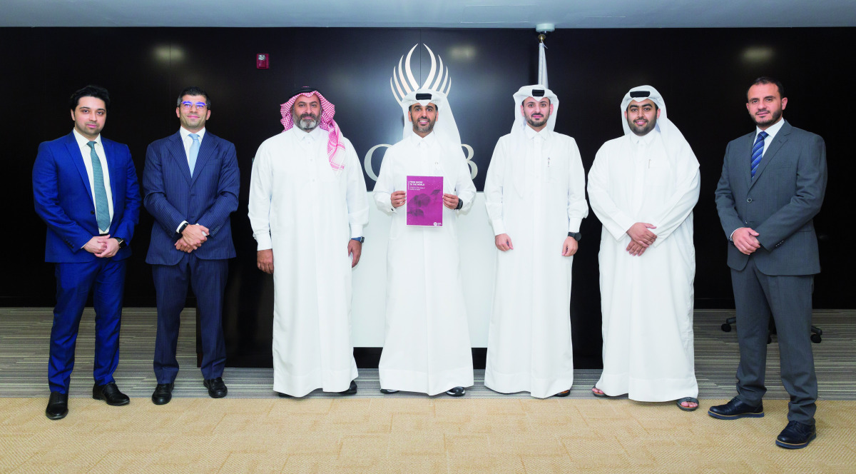 CEO of QDB and Chairman of QFTH Taskforce Abdulaziz Bin Nasser Al Khalifa with other officials during the  launch of first FinTech Whitepaper.