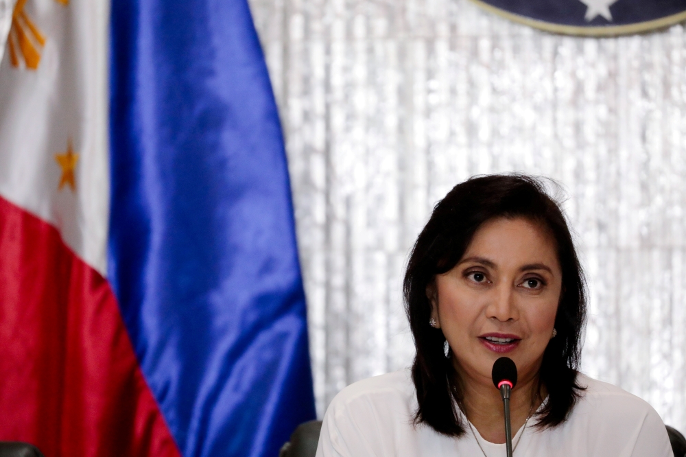 Philippines Vice President Maria Leonor Robredo speaks during a meeting with a drug war task force after President Rodrigo Duterte appointed her as its co-head, in Quezon City, Metro Manila, Philippines, November 8, 2019. REUTERS/Eloisa Lopez/File Photo